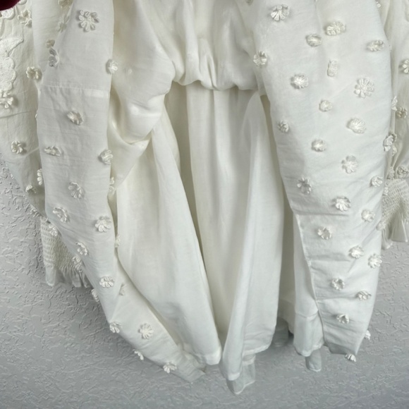 Cami Nyc Womens White Floral Appliqué Long Sleeve Cotton Carolina Mini Dress XS - Picture 10 of 16